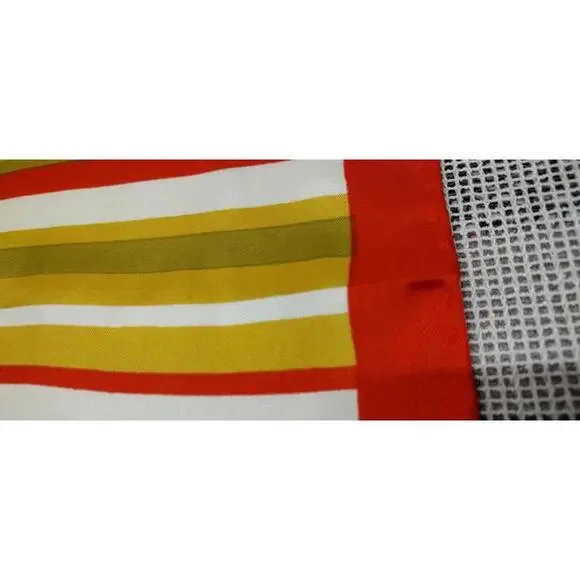 Vintage Dior Silk Scarf Striped Avocado Paris 1960s Designer Mid Century Mod 60s - Picture 9 of 16